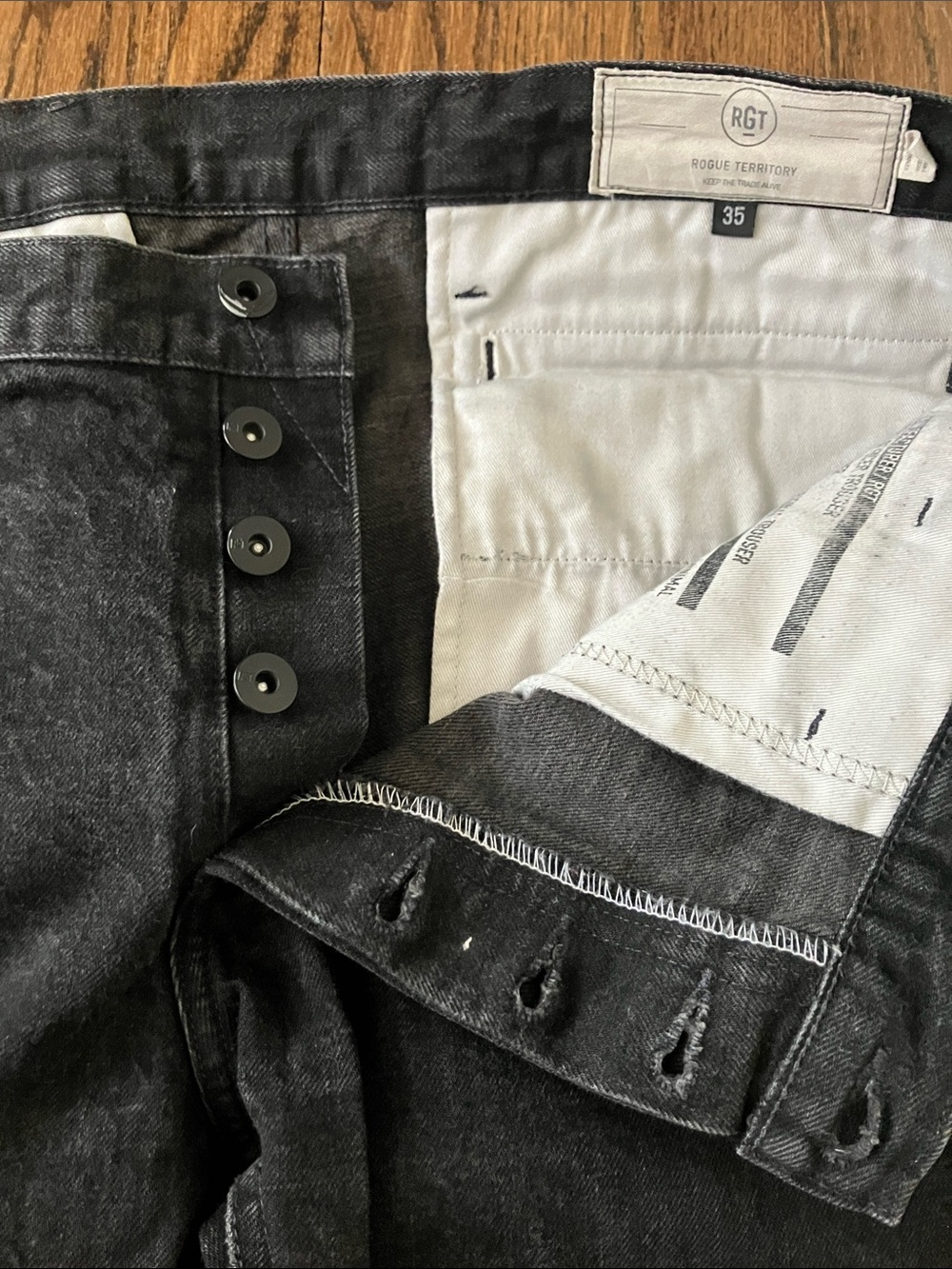 Rogue Territory Officer Trouser Jeans,  Faded Black, Slim Taper - Picture 4 of 6